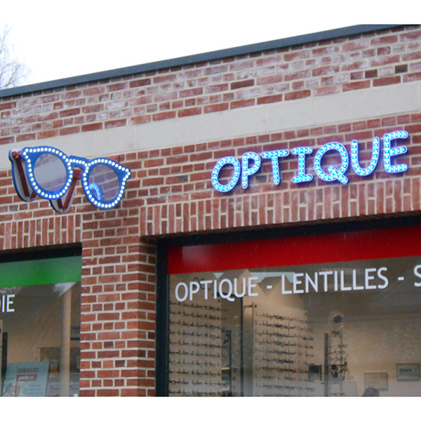 Enseignes lumineuse opticien optique rétro éclairage direct Amiens