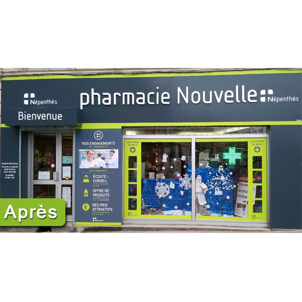 Aménagement de façade de Pharmacie Népenthès après