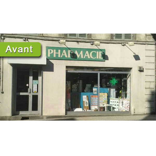 Aménagement façade commerce pharmacie Népenthès Amiens avant